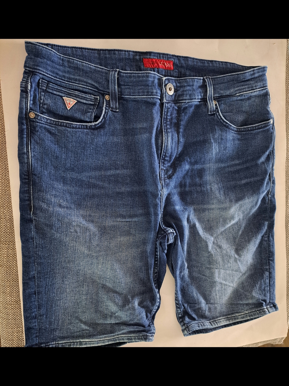 Guess Men's Blue Denim Bermuda Shorts